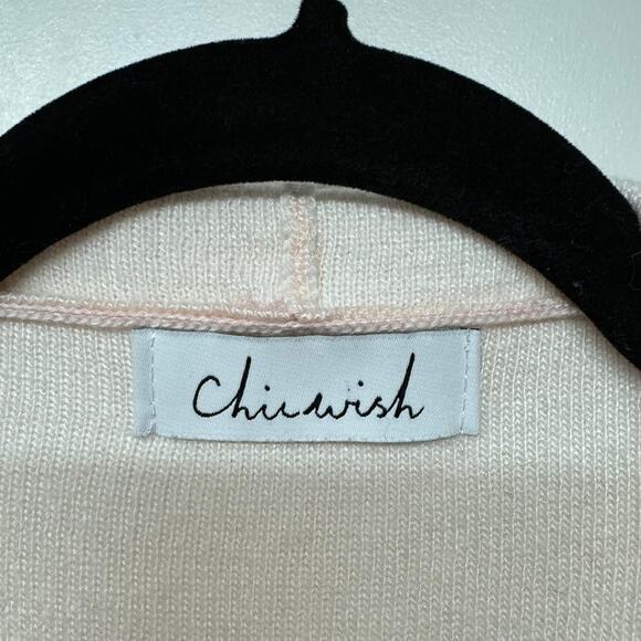 Chicwish Soft Blush Pink Ribbed Hem Drape Cardigan Waterfall Size Small Medium - Picture 4 of 8